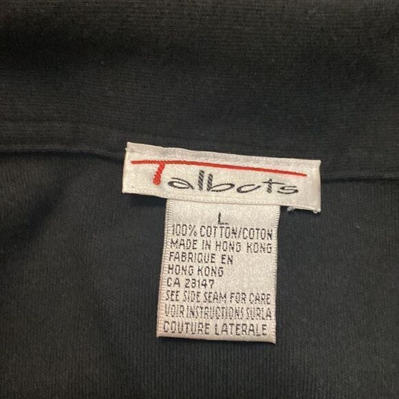 Talbots Black button down Cardigan black, size L,(100% Cotton) - Picture 3 of 3